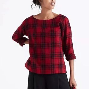 Madewell Red Herald Curtis Plaid Tee Black Plaid Buffalo Print Flannel Top